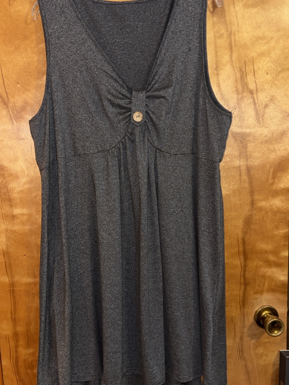 SHEIN Sleeveless Gray Button-Front Swing Dress